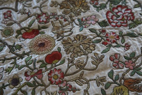 A late 18th / early 19th century cream silk Continental embroidery, 62 x 52in.